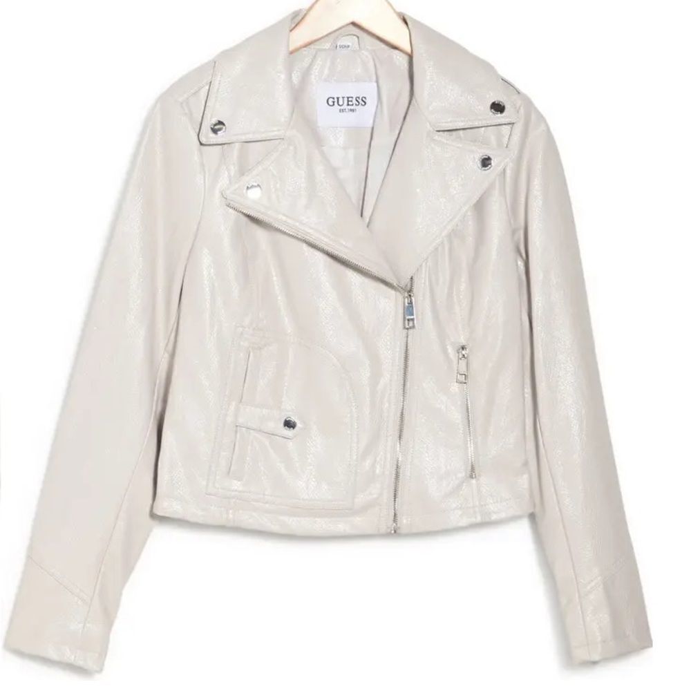GUESS Faux Leather Crop Moto Jacket! - Picture 10 of 11